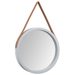 vidaXL sienas spogulis ar siksnu, sudraba krāsas, Ø 35 cm цена и информация | Зеркала | 220.lv