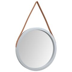 vidaXL sienas spogulis ar siksnu, sudraba krāsas, Ø 45 cm cena un informācija | Spoguļi | 220.lv