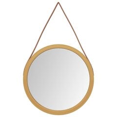 vidaXL sienas spogulis ar siksnu, zelta krāsas, Ø 45 cm cena un informācija | Spoguļi | 220.lv