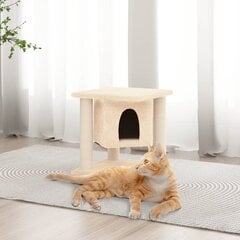 vidaXL kaķu māja ar sizala stabiem nagu asināšanai, 37 cm, krēmkrāsas cena un informācija | Kaķu mājas, nagu asināmie | 220.lv