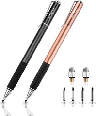 Mixoo Precision Disc Stylus Touch Pen Stylus 2 vienā kapacitatīvā skārienekrāna pildspalva, kas ir saderīga ar viedtālruņiem un planšetdatoriem (melns + rozā zelta krāsa) cena un informācija | Citi aksesuāri planšetēm un e-grāmatām | 220.lv