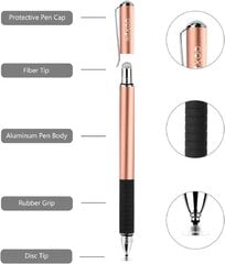 Mixoo Precision Disc Stylus Touch Pen Стилус 2 в 1 Емкостная ручка для сенсорного экрана, совместимая со смартфонами и планшетами, черный + цвет розового золота цена и информация | Аксессуары для планшетов, электронных книг | 220.lv