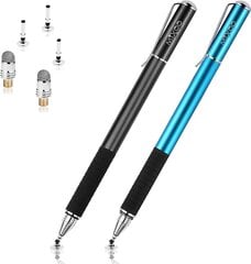 Mixoo Precision Disc Stylus Touch Pen Stylus 2 vienā kapacitatīvā skārienekrāna pildspalva, kas ir saderīga ar viedtālruņiem un planšetdatoriem (melns + zils) cena un informācija | Citi aksesuāri planšetēm un e-grāmatām | 220.lv