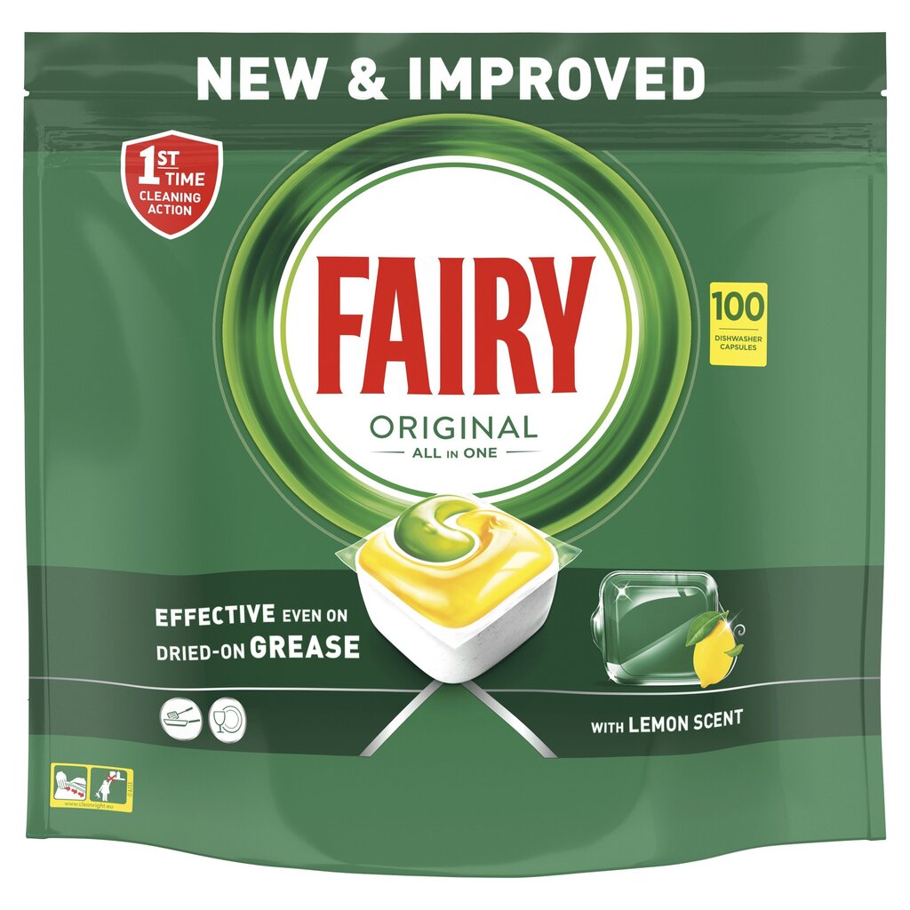 Fairy Original Viss Vienā Tabletes Trauku Mašīnai Lemon, 100 Tabletes цена и информация | Trauku mazgāšanas līdzekļi | 220.lv