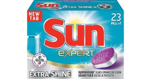 SUN All-in-1 trauku mazgājamās tabletes Extra Shine 23 gab cena un informācija | Trauku mazgāšanas līdzekļi | 220.lv