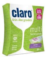Tabletes trauku mazgājamajām mašīnām CLARO Multi „Viss vienā'' 50gab. цена и информация | Средства для мытья посуды | 220.lv