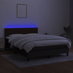 vidaXL atsperu gulta ar matraci, LED, melns audums, 140x190 cm cena un informācija | Gultas | 220.lv