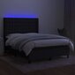 vidaXL atsperu gulta ar matraci, LED, melns audums, 140x190 cm cena un informācija | Gultas | 220.lv