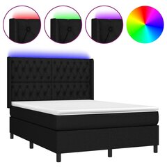 vidaXL atsperu gulta ar matraci, LED, melns audums, 140x190 cm цена и информация | Кровати | 220.lv