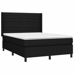 vidaXL atsperu gulta ar matraci, LED, melns audums, 140x190 cm cena un informācija | Gultas | 220.lv