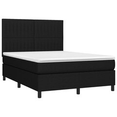 vidaXL atsperu gulta ar matraci, LED, melns audums, 140x200 cm cena un informācija | Gultas | 220.lv