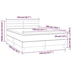 vidaXL atsperu gulta ar matraci, pelēkbrūns audums, 140x190 cm цена и информация | Кровати | 220.lv