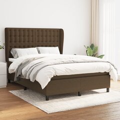 vidaXL atsperu gultas rāmis ar matraci, tumši brūna, 140x190cm, audums цена и информация | Кровати | 220.lv