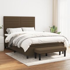 vidaXL atsperu gultas rāmis ar matraci, tumši brūna, 140x190cm, audums цена и информация | Кровати | 220.lv