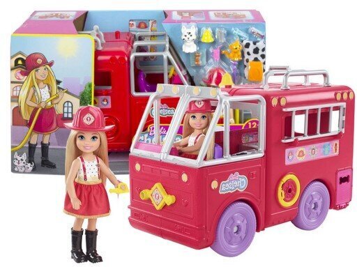 Lelle Barbie Chelsea ugunsdzēsēju mašīnas komplekts, HCK73 cena un informācija | Rotaļlietas meitenēm | 220.lv