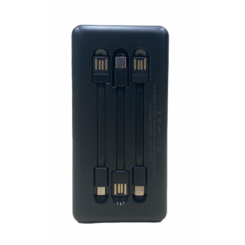 Riff YM-407S Mega Power Bank Lādētājs 2x USB 2.1A Max Izejas / Micro USB + USB-C Ieejas + 3 Kabeļi Melna cena un informācija | Lādētāji-akumulatori (Power bank) | 220.lv