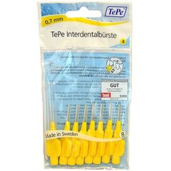 TePe Interdental Brush Normal (0.7 мм yellow 8 шт) - interdental toothbrushes цена и информация | Зубные щетки, пасты | 220.lv