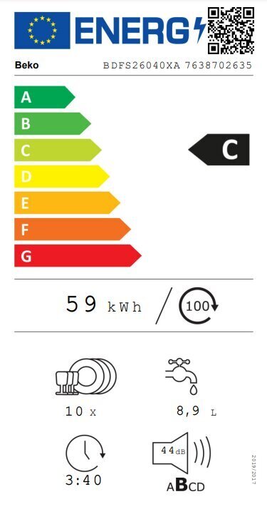 Beko BDFS26040XA cena un informācija | Trauku mazgājamās mašīnas | 220.lv