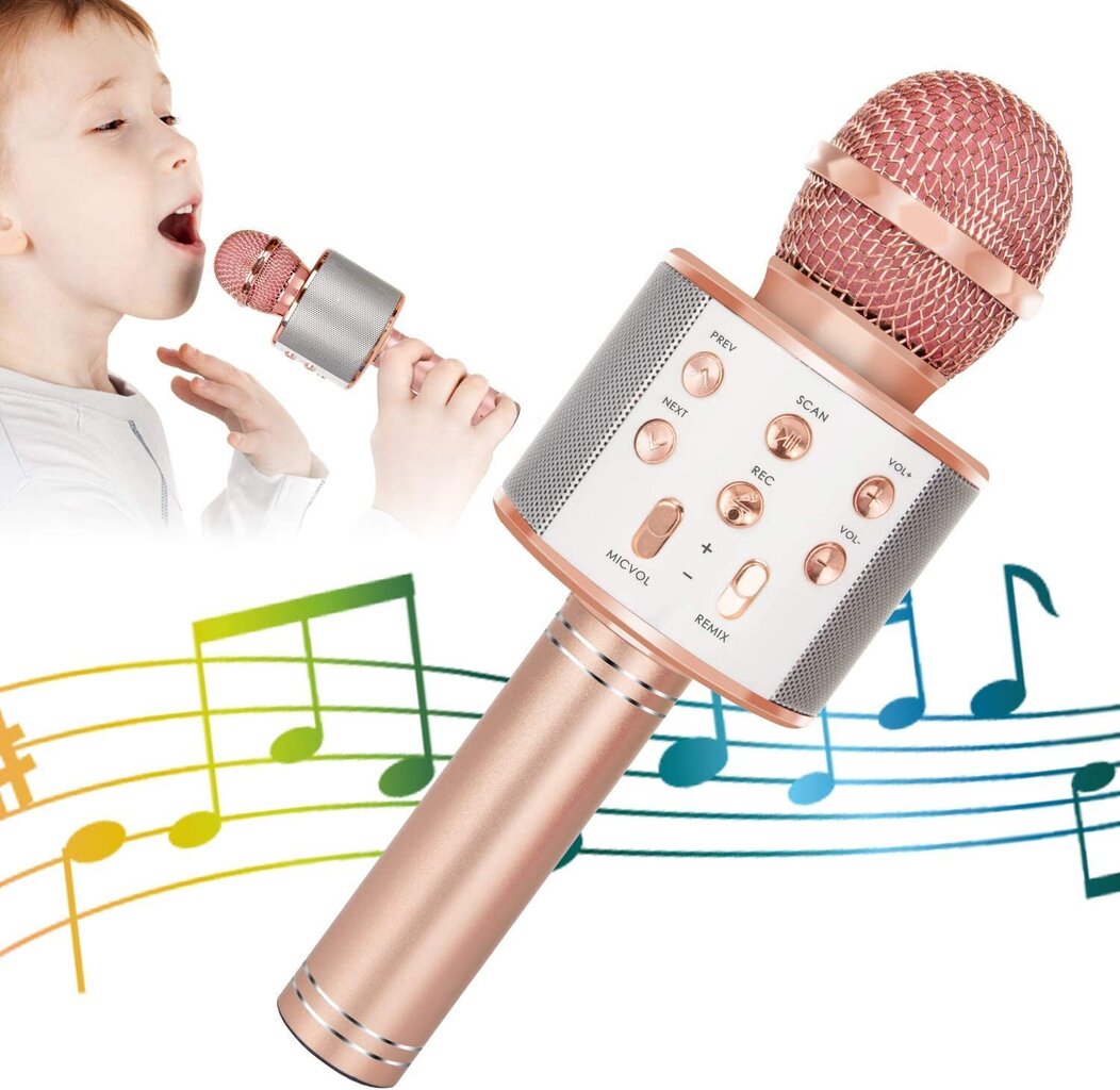 Bezvadu Bluetooth mikrofons un skaļrunis, zelts цена и информация | Mikrofoni | 220.lv