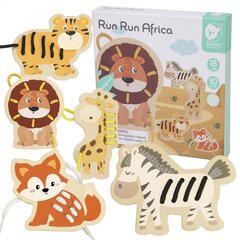 Деревянный набор с веревкой - Африканские животные, 10 штук цена и информация | Игрушки для малышей | 220.lv