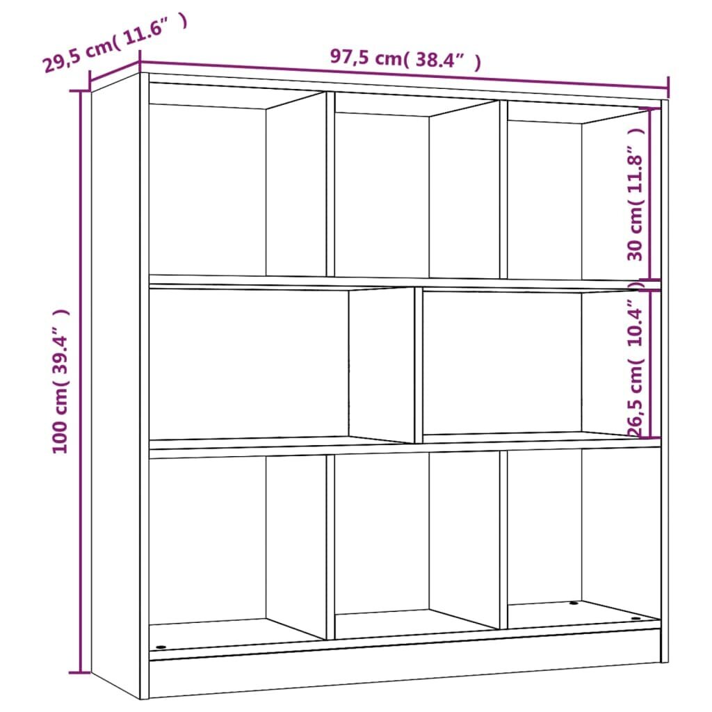 vidaXL grāmatu skapis, pelēks, 97,5x29,5x100 cm, inženierijas koks цена и информация | Plaukti | 220.lv