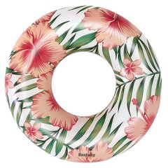 Надувной круг для плавания Bestway - пальмы, 119 см, розовый цена и информация | Надувные и пляжные товары | 220.lv