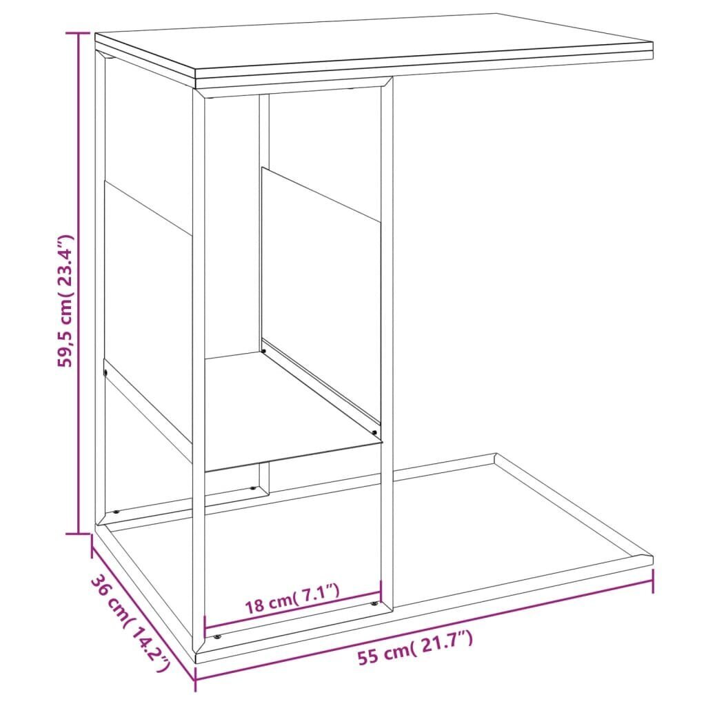 vidaXL galdiņš, balts, 55x36x59,5 cm, inženierijas koks cena un informācija | Žurnālgaldiņi | 220.lv