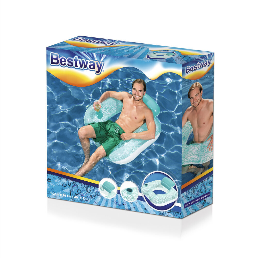Bestway Piepūšamais peldēšanas ritenis ar atzveltni, 102 cm, zils цена и информация | Piepūšamās rotaļlietas un pludmales preces | 220.lv