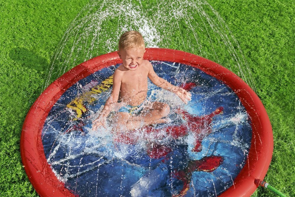 Piepūšamais baseina paklājs ar strūklaku "Spiderman" cena un informācija | Piepūšamās rotaļlietas un pludmales preces | 220.lv