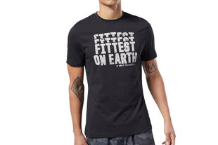 Reebok krekls vīriešiem CrossFit Fittest on Earth, melns cena un informācija | Sporta apģērbs vīriešiem | 220.lv