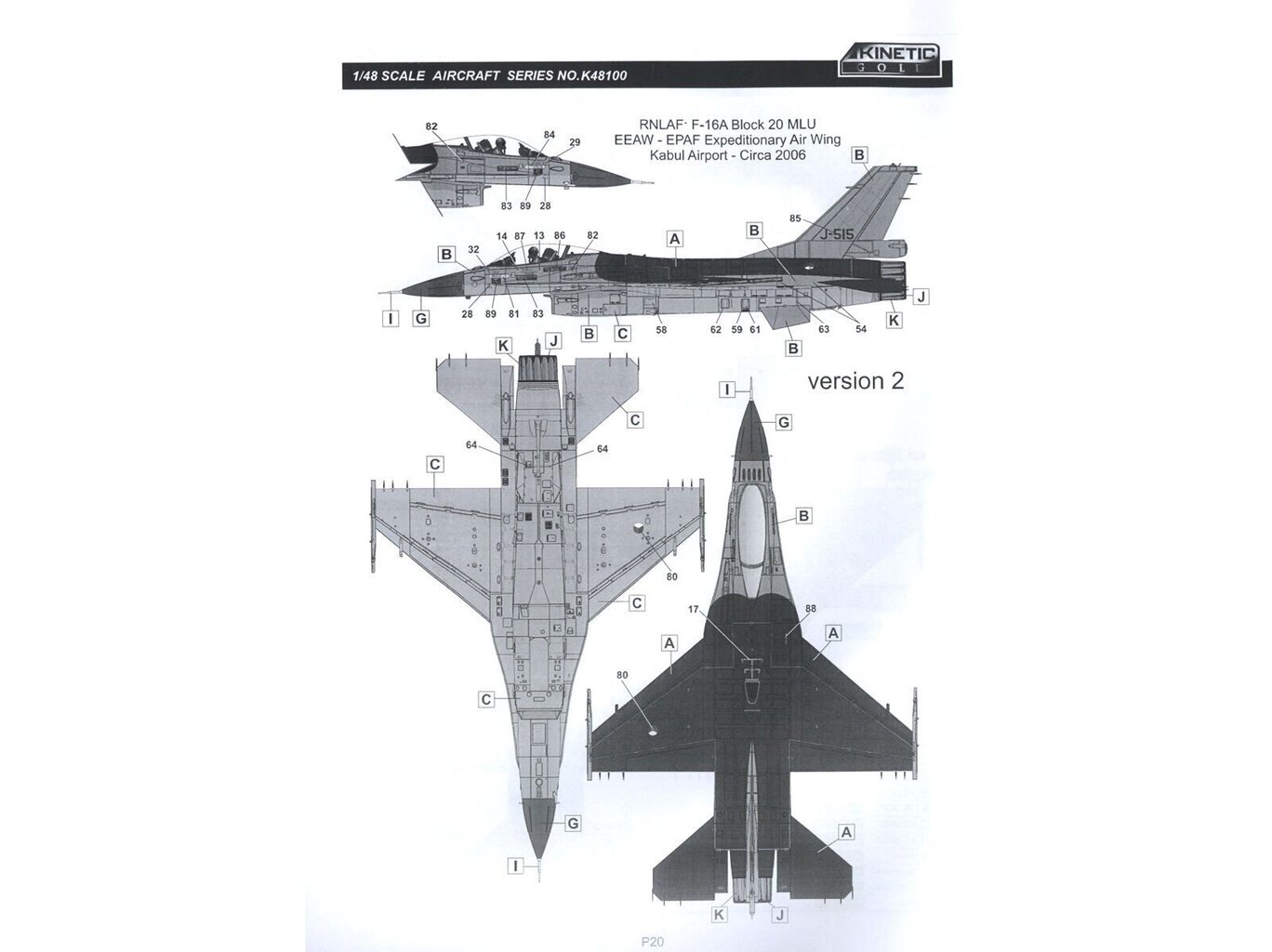 KINETIC - F-16A MLU NATO Viper, 1/48, 48100 cena un informācija | Konstruktori | 220.lv