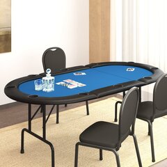 Saliekams pokera galds, zils, 206x106x75cm, 10 spēlētāji cena un informācija | Azartspēles, pokers | 220.lv