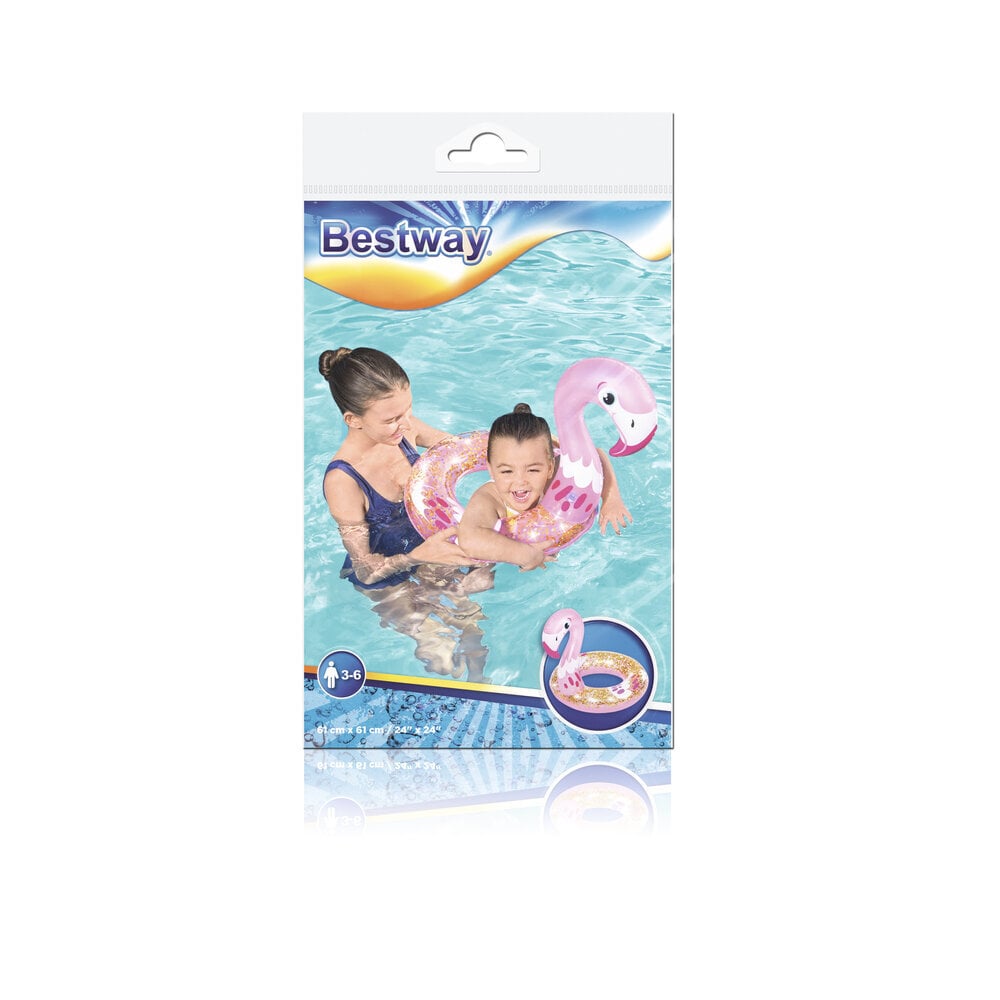 Piepūšamais bērnu peldēšanas riņķis "Flamingo", 61cm cena un informācija | Ūdens, smilšu un pludmales rotaļlietas | 220.lv