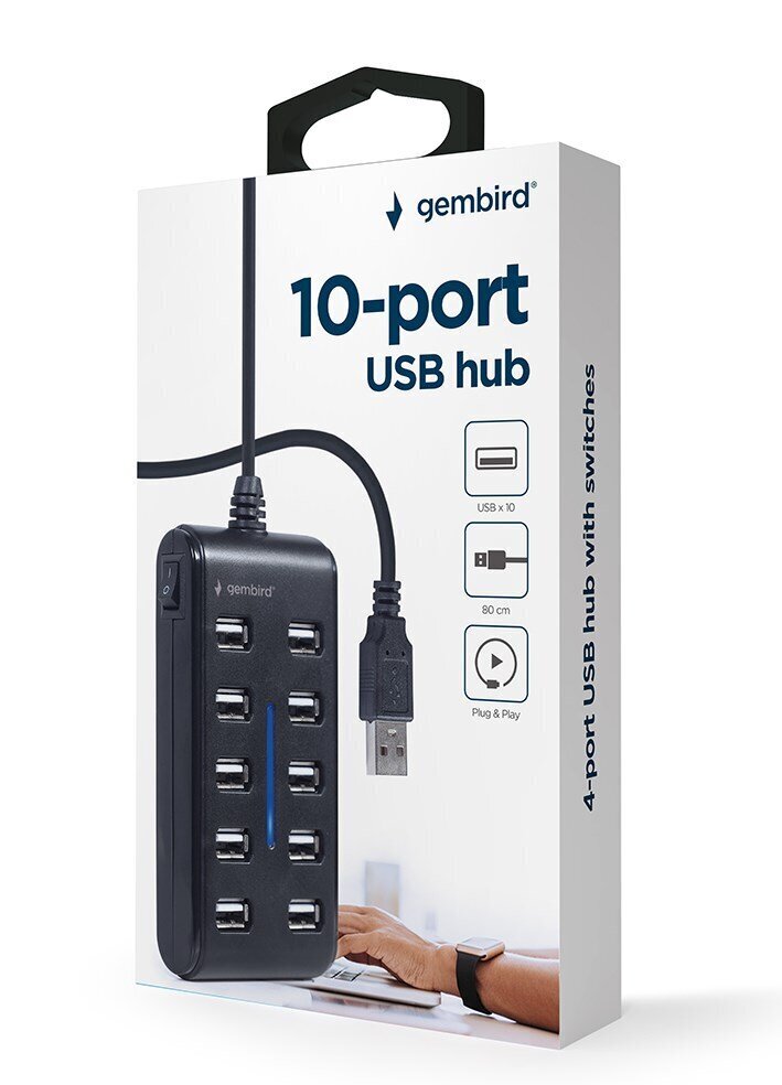 Adapteris Gembird UHB-U2P10P-01, USB 2.0 цена и информация | Adapteri un USB centrmezgli | 220.lv