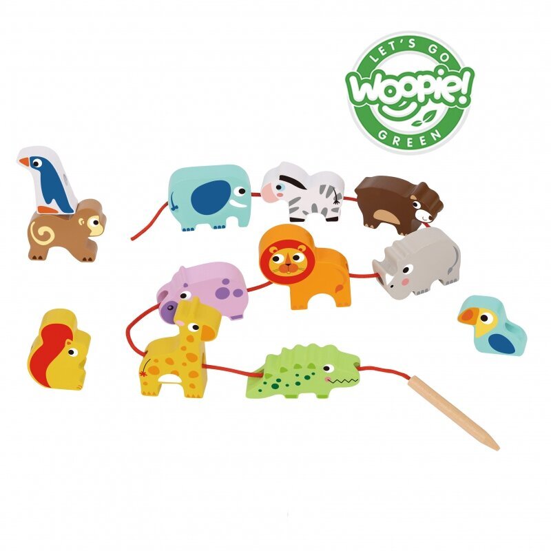 Koka spēle bērniem "Safari Zoo" 13 gabali, Woopie cena un informācija | Attīstošās rotaļlietas | 220.lv