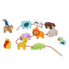 Деревянная игра-прокалыватель для детей «Зоопарк Сафари» 13 штук, Woopie цена и информация | Развивающие игрушки | 220.lv