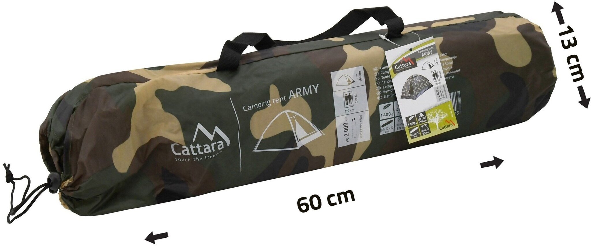 Divvietīga telts Cattara Army 200 x 120 x 100 cm цена и информация | Teltis | 220.lv