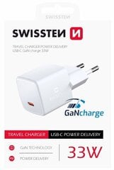 Swissten GaN Mini зарядное устройство USB-C 33W PD цена и информация | Зарядные устройства для телефонов | 220.lv