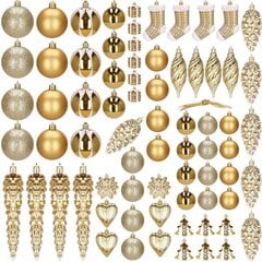 Zelta Ziemassvētku rotājumu komplekts cena un informācija | Eglīšu rotājumi | 220.lv
