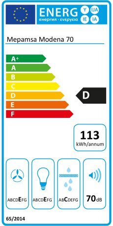 Tvaika nosūcējs Mepamsa MODENA 70 70 cm 400 m3/h 71 dB cena un informācija | Tvaika nosūcēji | 220.lv