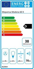 Tvaika nosūcējs Mepamsa MODENA 90 cm 400 m3/h 71 dB 280W Nerūsējošais tērauds cena un informācija | Tvaika nosūcēji | 220.lv