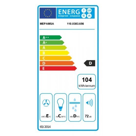 Tvaika nosūcējs Mepamsa Silueta XLA60 60 cm 590 m³/h 200W A цена и информация | Tvaika nosūcēji | 220.lv