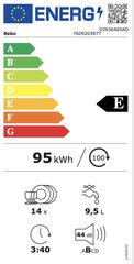 Trauku mazgājamā mašīna BEKO DIN36420AD Balts (60 cm) цена и информация | Посудомоечные машины | 220.lv