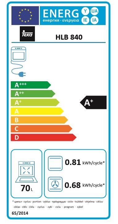 Daudzfunkcionālā krāsns Teka HLB840SS 70 L A+ 3215W Melns цена и информация | Cepeškrāsnis | 220.lv