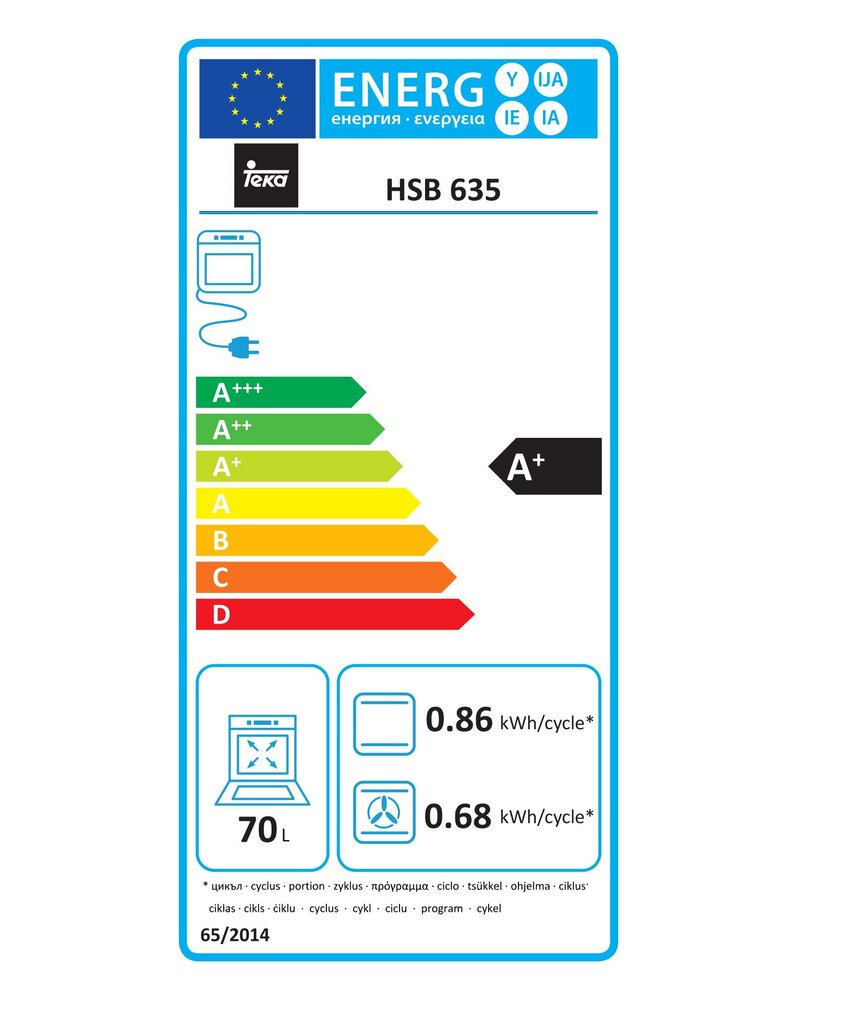 Cepeškrāsns Teka HSB635SS 70 L 2500W cena un informācija | Cepeškrāsnis | 220.lv