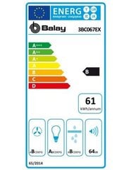 Balay 3BC067EX 60 730 cena un informācija | Tvaika nosūcēji | 220.lv