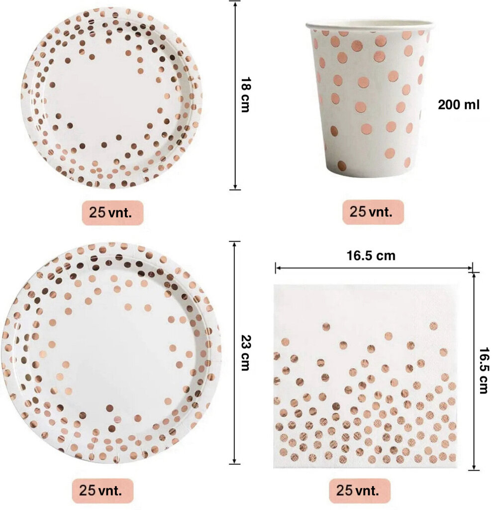 Vienreizlietojamo trauku komplekts svinībām, 25 personām цена и информация | Vienreizējie trauki | 220.lv