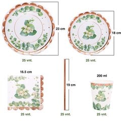 Vienreizlietojamo trauku komplekts ballītēm 25 personām цена и информация | Праздничная одноразовая посуда | 220.lv