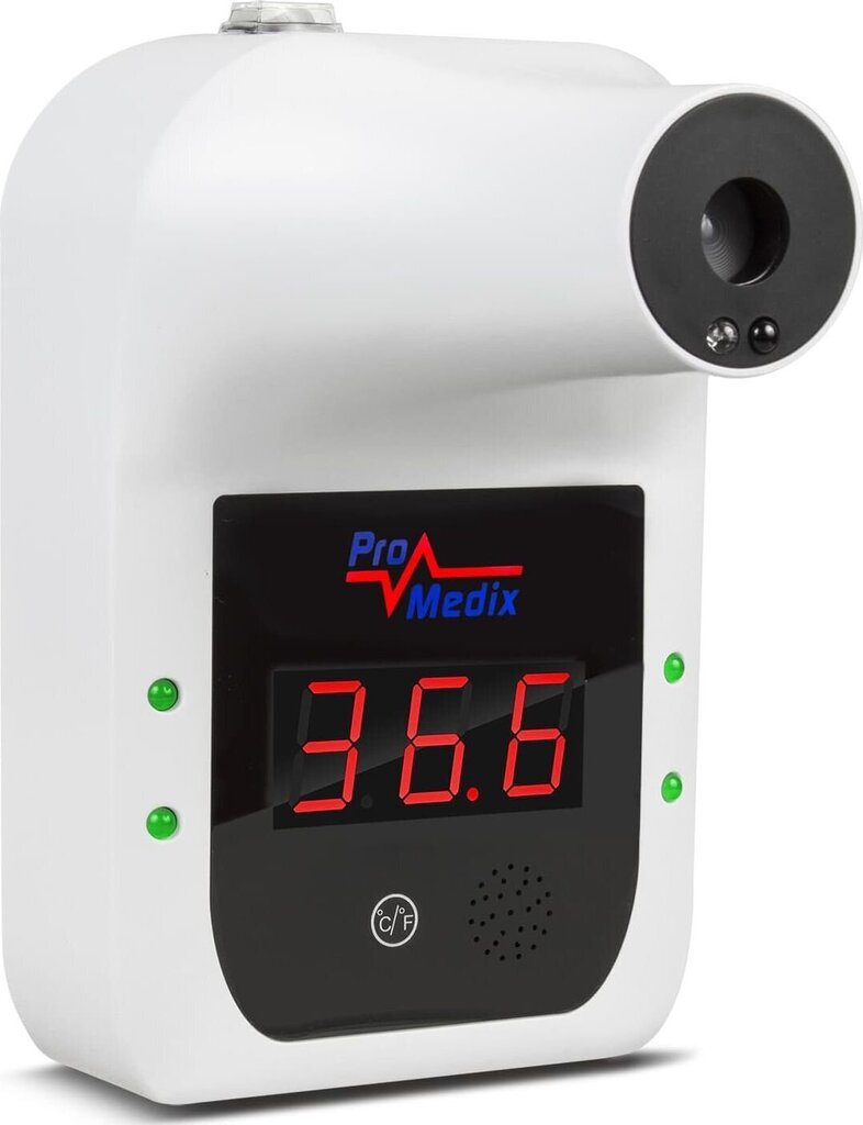 Bezkontakta infrasarkanais sienas termometrs ķermeņa temperatūras testiem (piere, plaukstas locītava) Promedix PR-685 cena un informācija | Meteostacijas, āra termometri | 220.lv