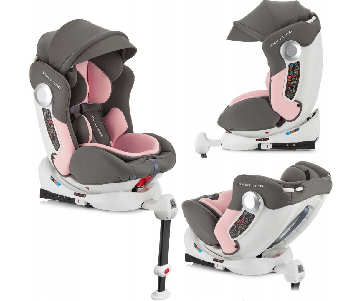 Autokrēsliņš 0-36 kg, ISOFIX, Pelēks/Rozā cena | 220.lv